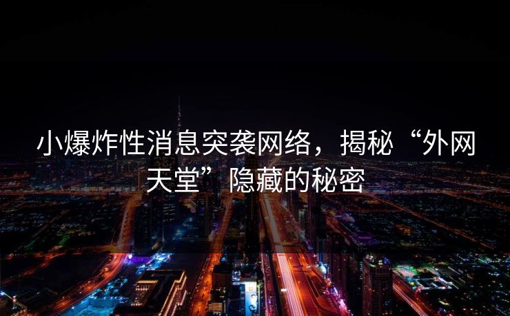 小爆炸性消息突袭网络，揭秘“外网天堂”隐藏的秘密