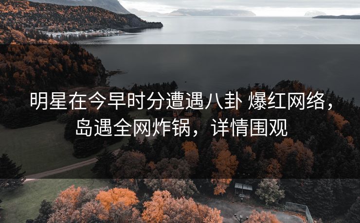 明星在今早时分遭遇八卦 爆红网络，岛遇全网炸锅，详情围观