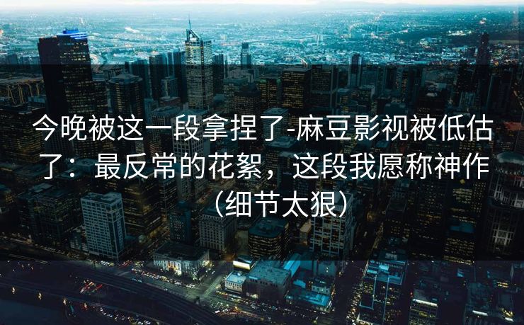 今晚被这一段拿捏了-麻豆影视被低估了：最反常的花絮，这段我愿称神作（细节太狠）
