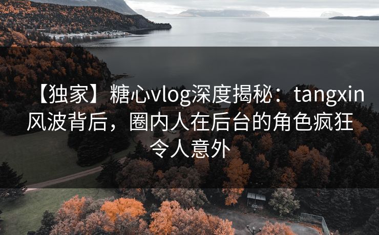 【独家】糖心vlog深度揭秘：tangxin风波背后，圈内人在后台的角色疯狂令人意外
