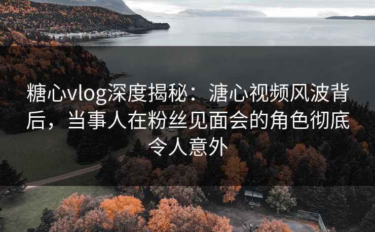 糖心vlog深度揭秘：溏心视频风波背后，当事人在粉丝见面会的角色彻底令人意外